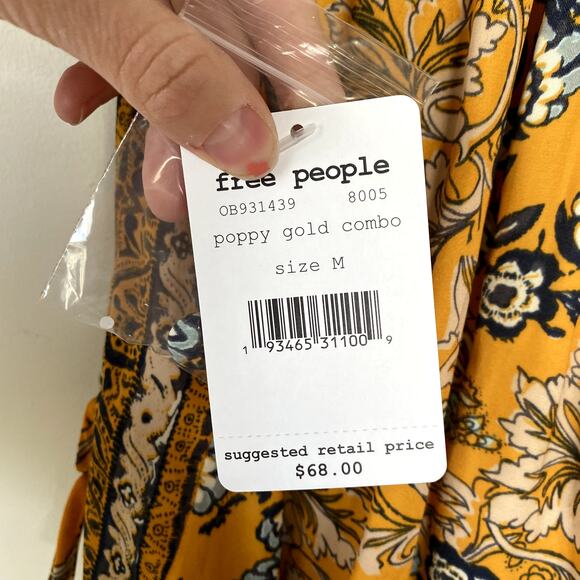 NWT Free People Sofia Poppy Gold Combo Halter Tank Top Size Medium - Picture 7 of 8